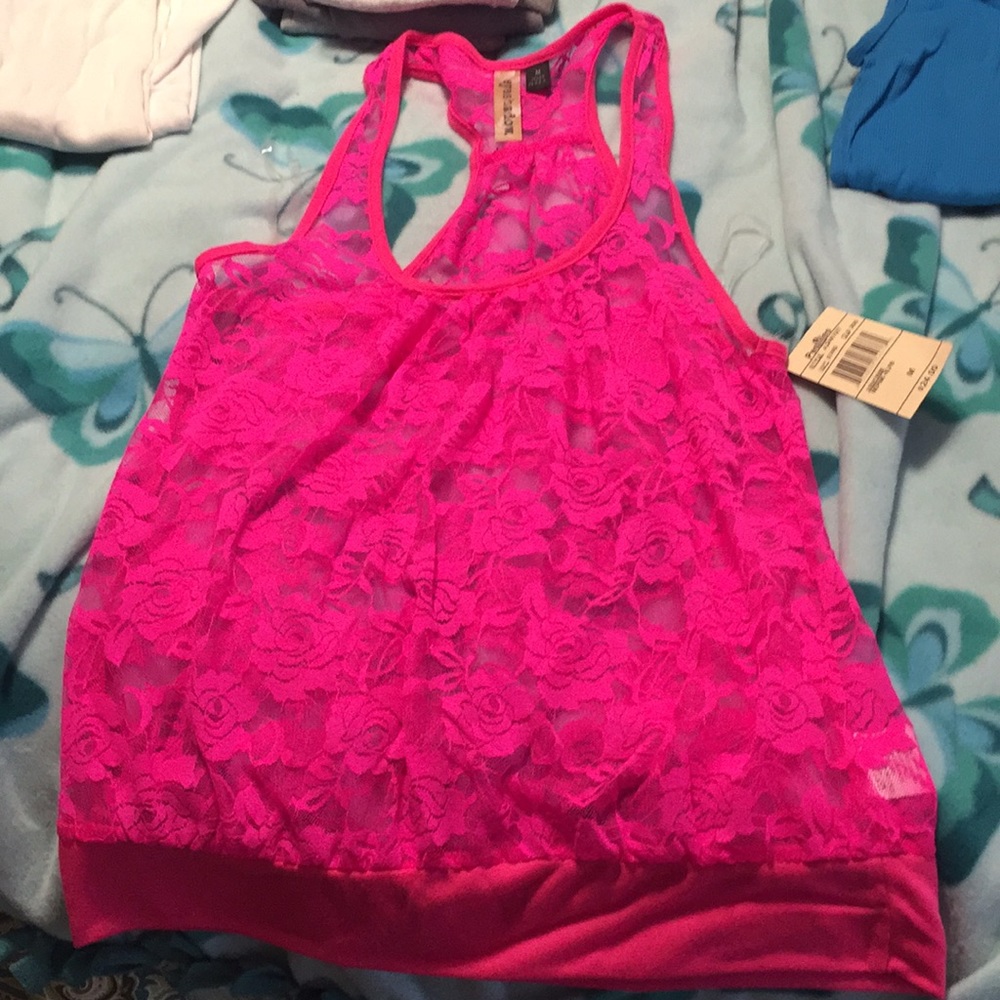 Hot pink racer back tank top